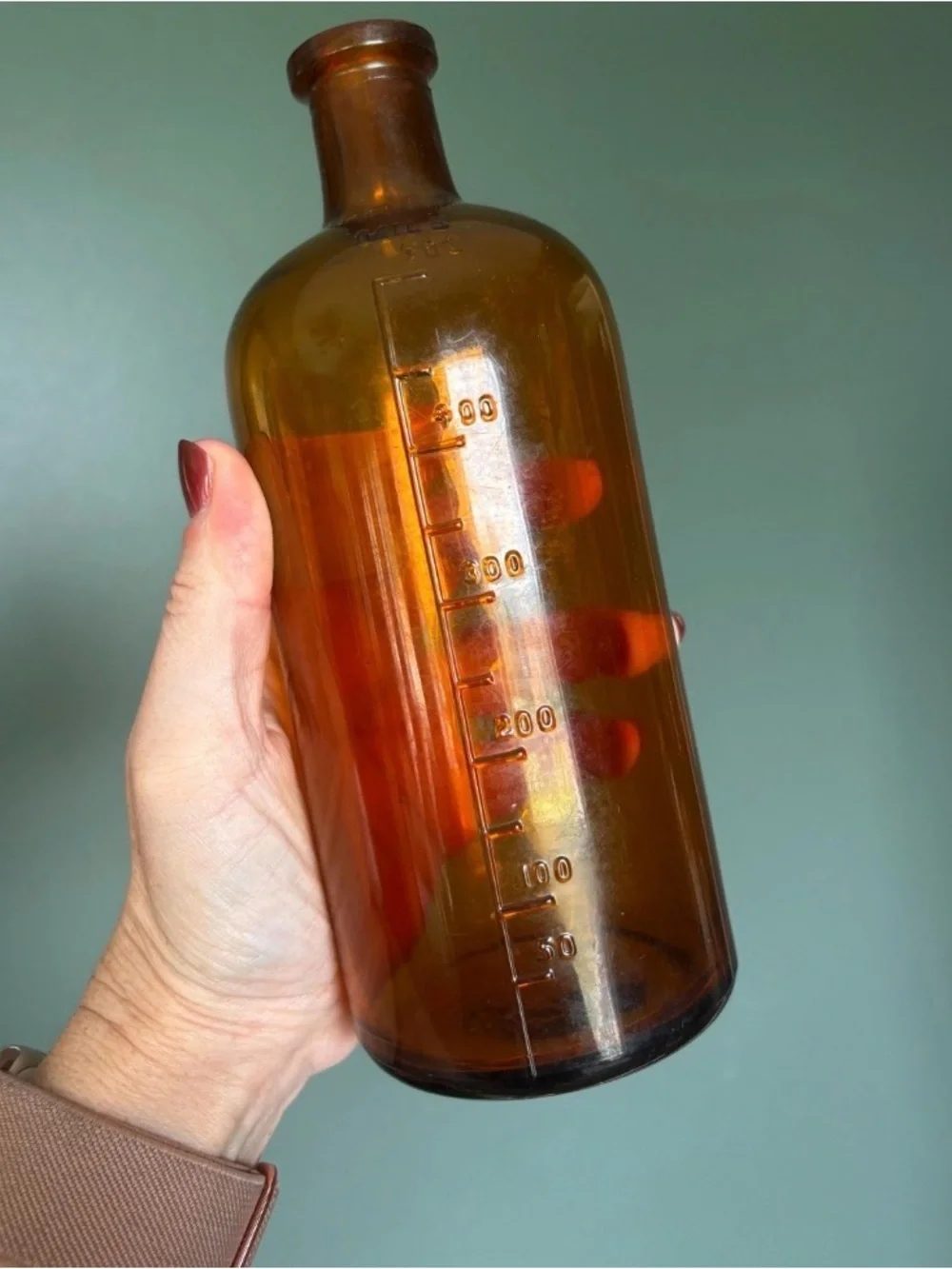 Amber Glass Apothecary Bottle - Decorative Home Accent